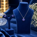 Silver Sapphire Bloom Luxe Jewellery Set