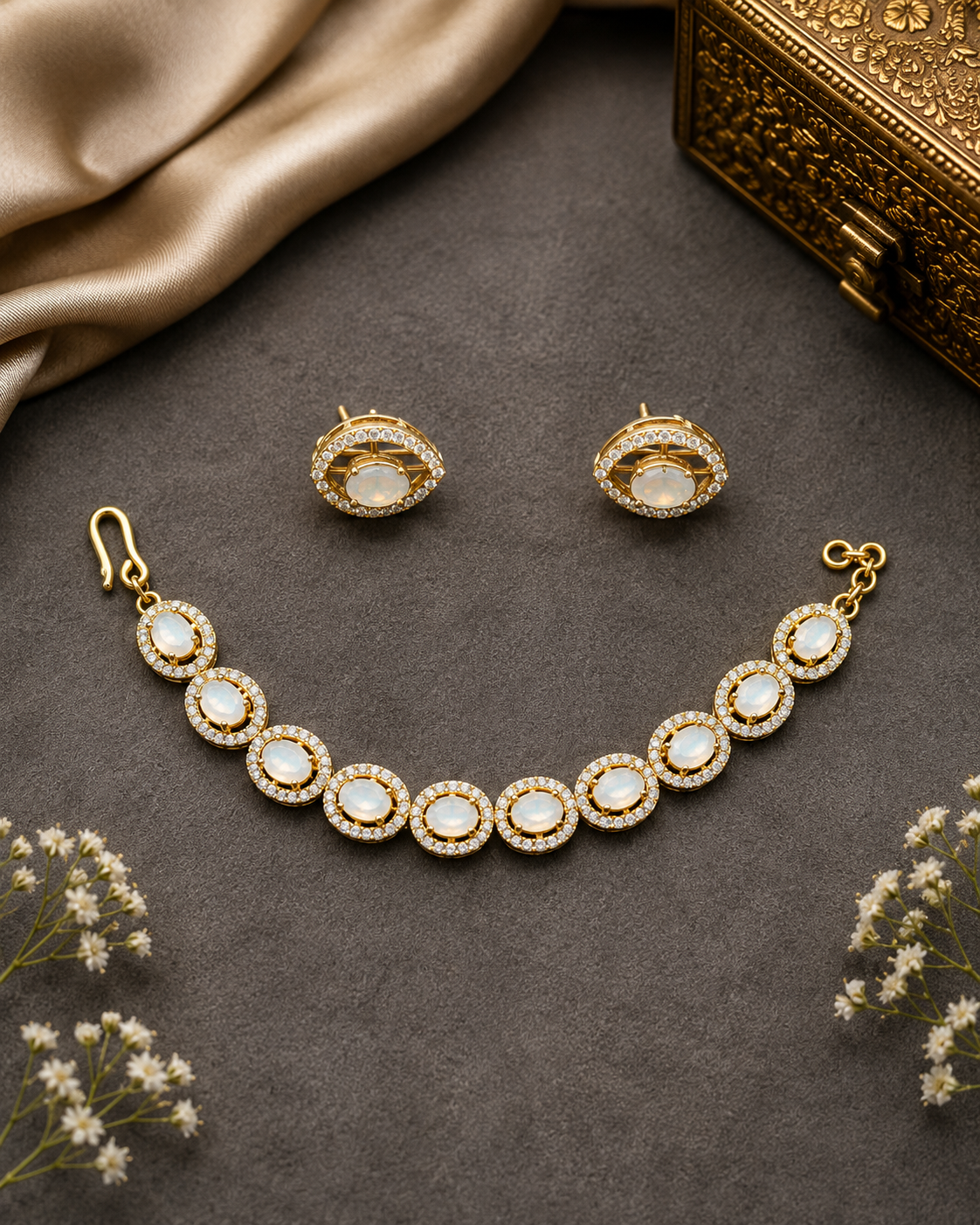 Gold Moonstone Luxe Bracelet Set