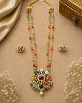 Gold Navratna Rajwadi Luxe Necklace Set