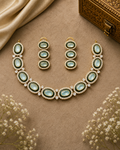 Gold Aqua Kundan Luxe Choker Set