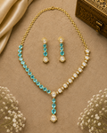 Gold Aqua Crystal Luxe Necklace Set
