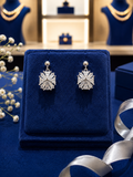 Silver Crystal Snowflake Drop Earrings