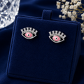 Silver Evil Eye Stud Earrings for Women