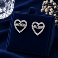 Silver Crystal Heart Stud Earrings for Women