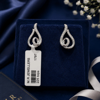 92.5 Silver Crystal Swirl Stud Earrings