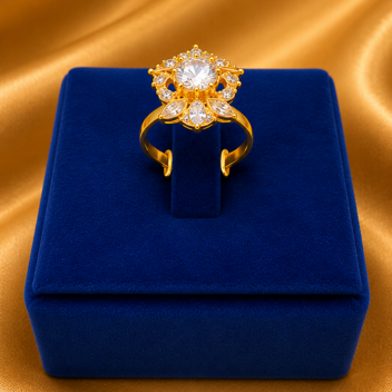 Gold Floral Crystal Ring