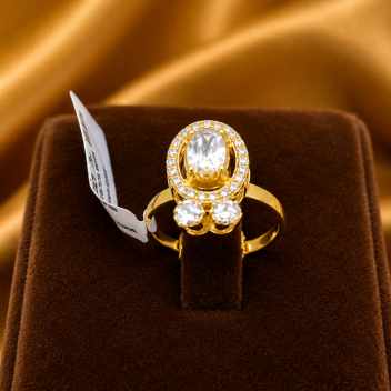 Gold Crystal Halo Ring
