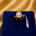92.5  SLIVER Gold POLISH Halo Crystal Ring