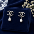 92.5 Silver Pearl Designer Drop Earrings for Women