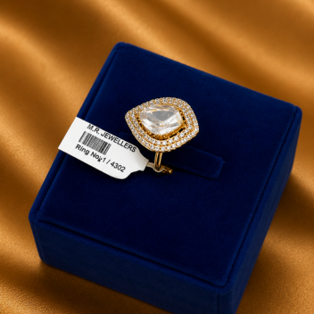 Gold Halo Crystal Statement Ring