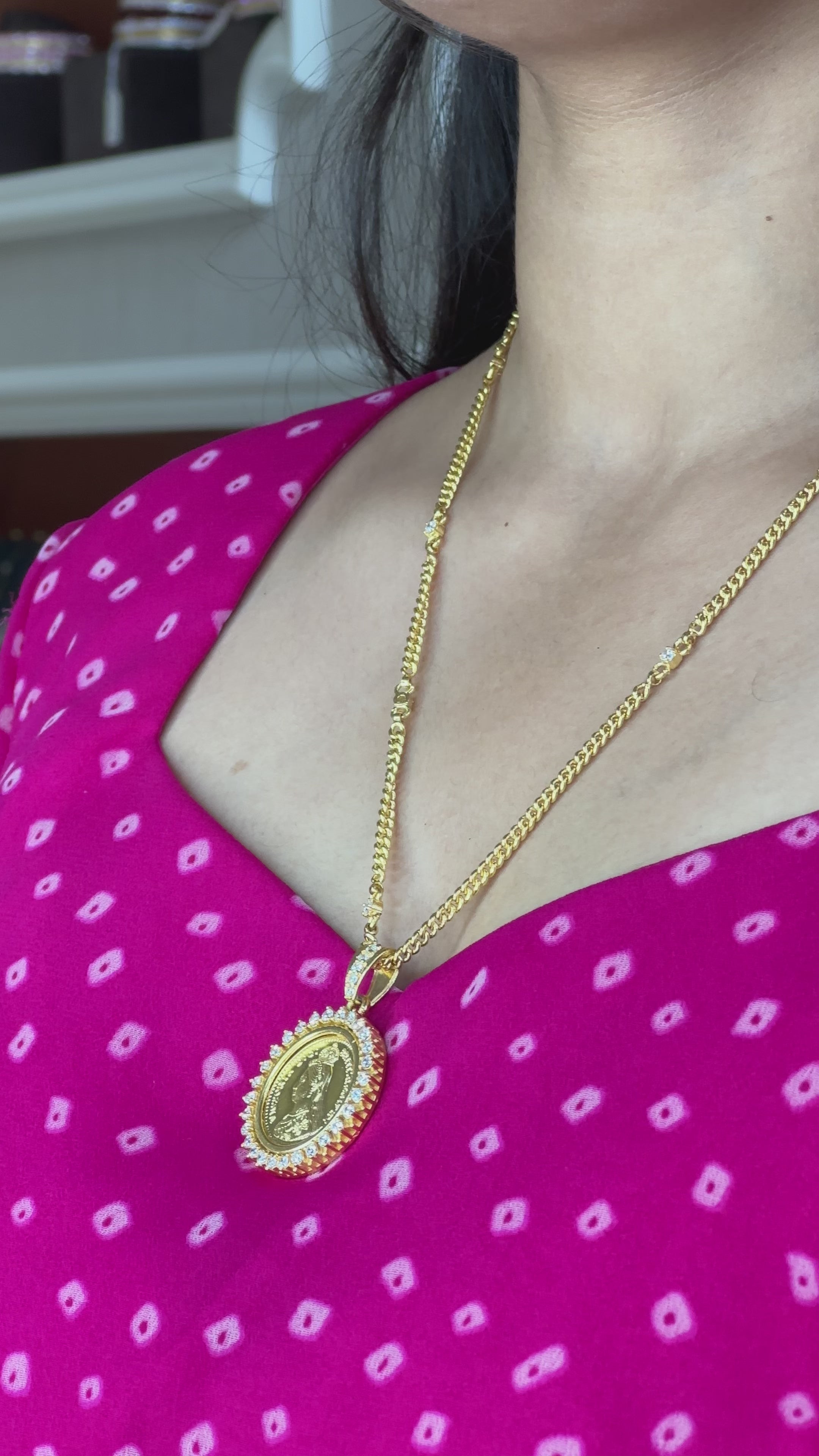 92.5 sliver Gold Lakshmi Coin Pendant Necklace Set