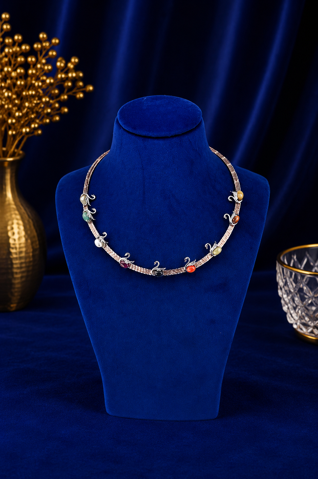 Silver Multicolor Stone Designer Necklace