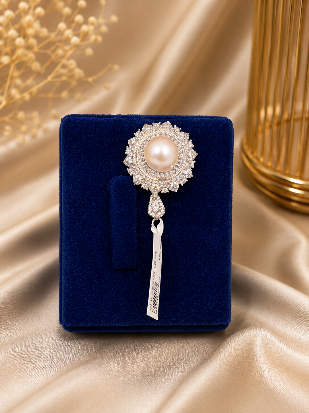 Silver Pearl Halo Statement Brooch