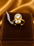 Gold Crystal Halo Ring