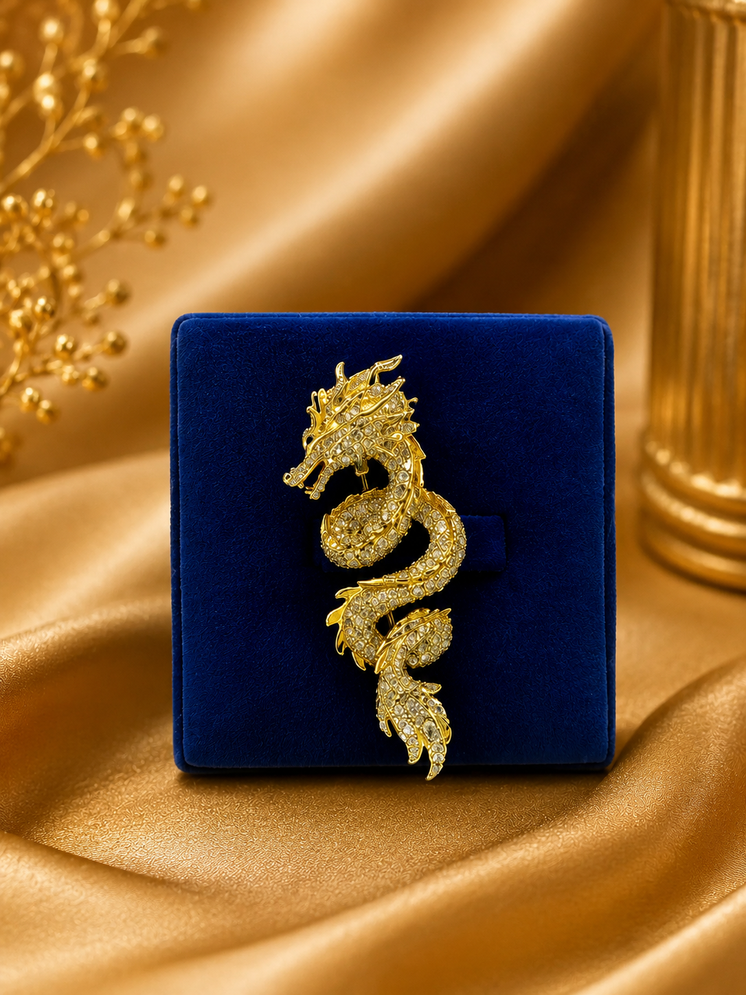 Golden Dragon Crystal Brooch