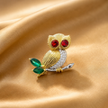 Gold Crystal Owl Brooch Pin
